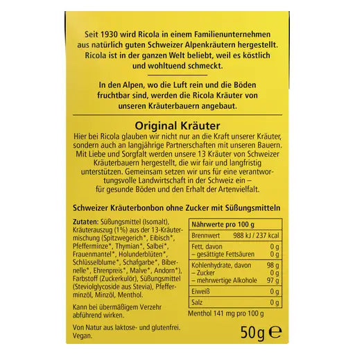 Ricola Orig. Kräuter Zuckerfrei Box 10x50g - Produktbild einzeln