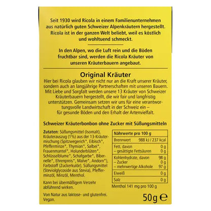 Ricola Orig. Kräuter Zuckerfrei Box 10x50g - Produktbild einzeln